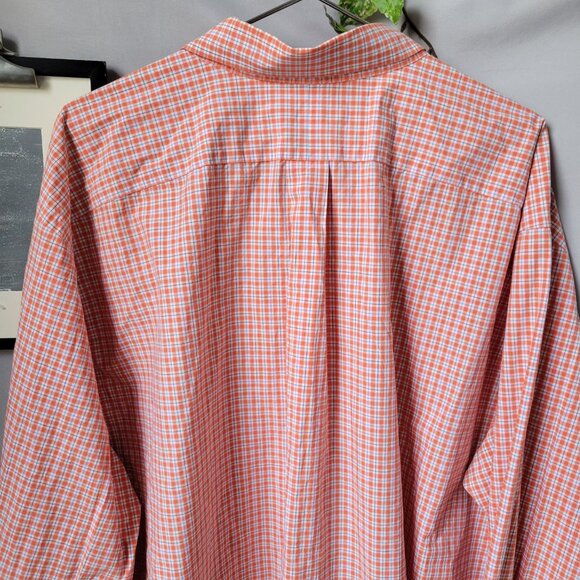 Ralph Lauren Checked Cotton Poplin Oxford Dress Shirt Orange White 3XB 3XL - Picture 4 of 12